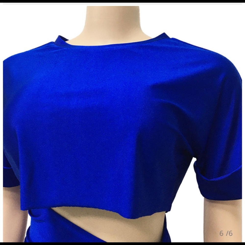 Blue two piece short sleeve top and short set NWOT - Picture 6 of 8